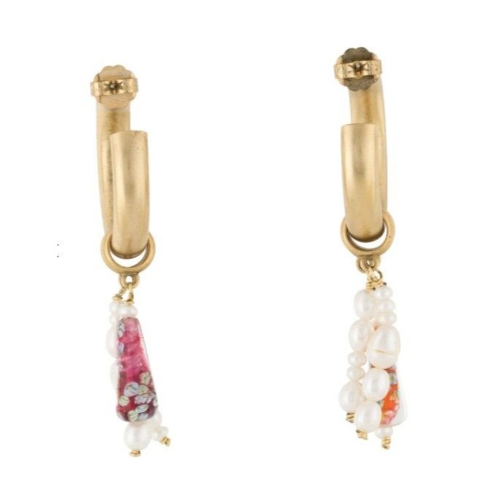 Brinker & Eliza Pearl Teardrop Hoop Jumbo Hoop EarringsGold Tone